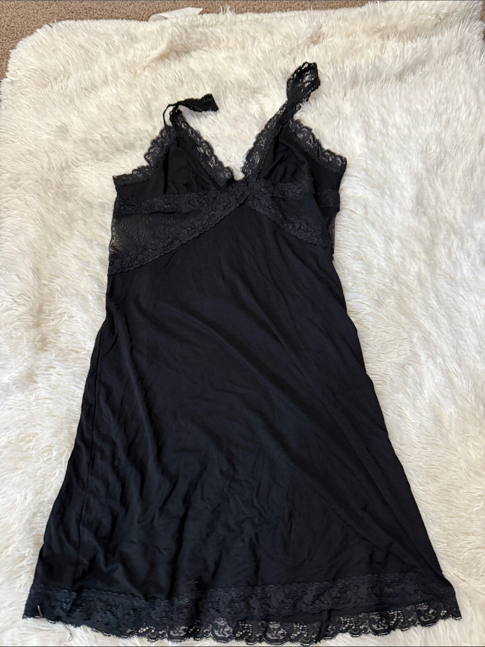 Adore Me Black Lace-Trim Slip Chemise